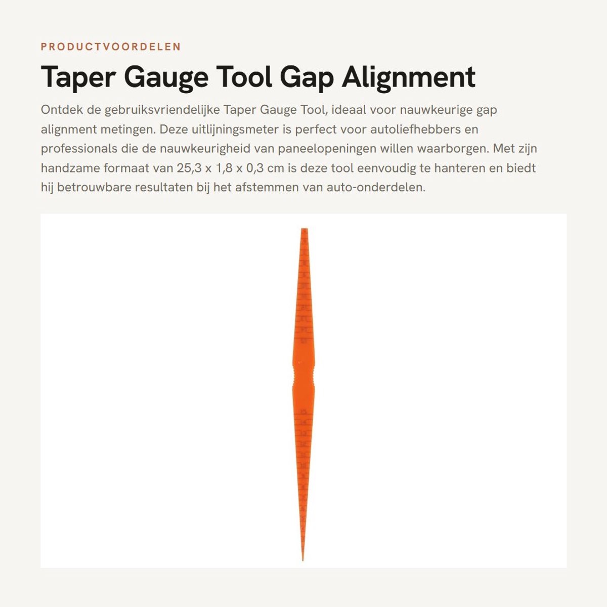 Dailygoods- Gap Gauge - Uitlijningsmeter voor Paneelopening - Auto Accessoires - Duurzaam Meetinstrument - 25,3 x 1,8 x 0,3 cm - Perfect voor Carrosserie Uitlijning - Uitlijnmeter