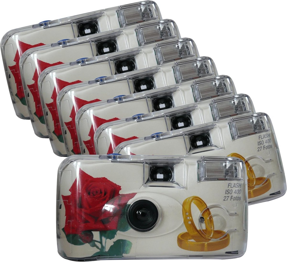 Wegwerp Camera - Compacte Camera - Momenten Vastleggen - Ingebouwde Flitser - 8 Stuks - Wit