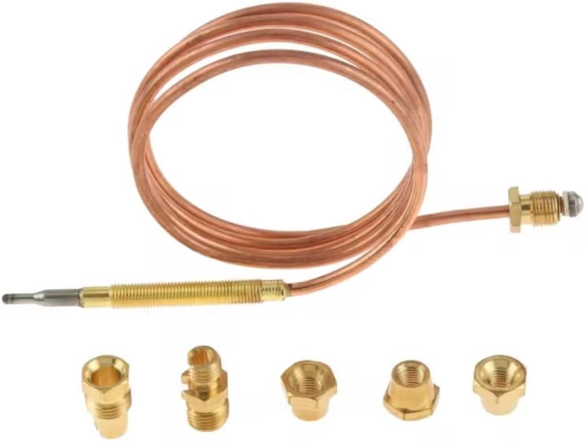 Universeel thermokoppel - Vervanging sensor - Kooktoestel reparatie - 90 cm lengte - Met opzetstukken - Zilver