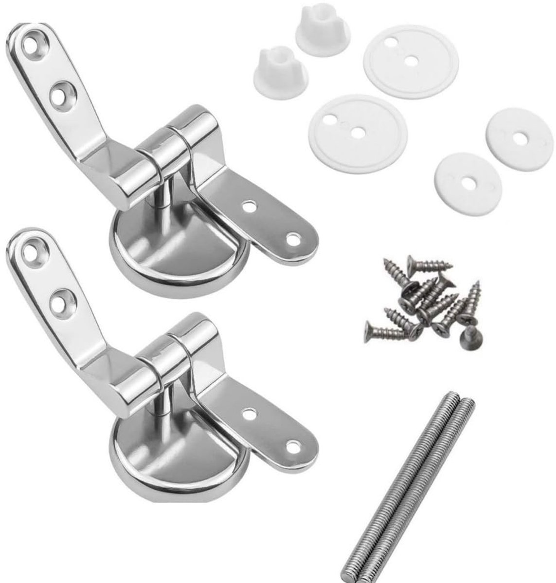 Dailygoods- WC-Brilscharnieren Vervangend Paar - Zinklegering - Inclusief Schroeven - Antislip Bevestiging - Geschikt voor Houten/Hars Toiletten - Set van 2 - Toiletdekselscharnieren