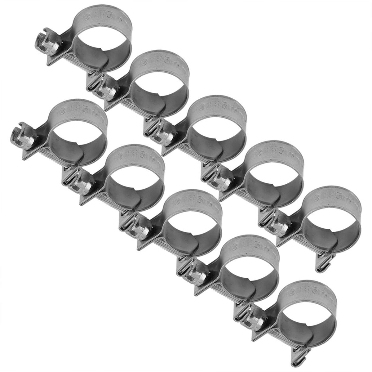Dailygoods- Slangklem 10 Stuks - Roestvrij Staal - Mini Slangklemmen - Diameter 6-20 mm - Voor Dunne Slangen - Glad Gepolijst Oppervlak
