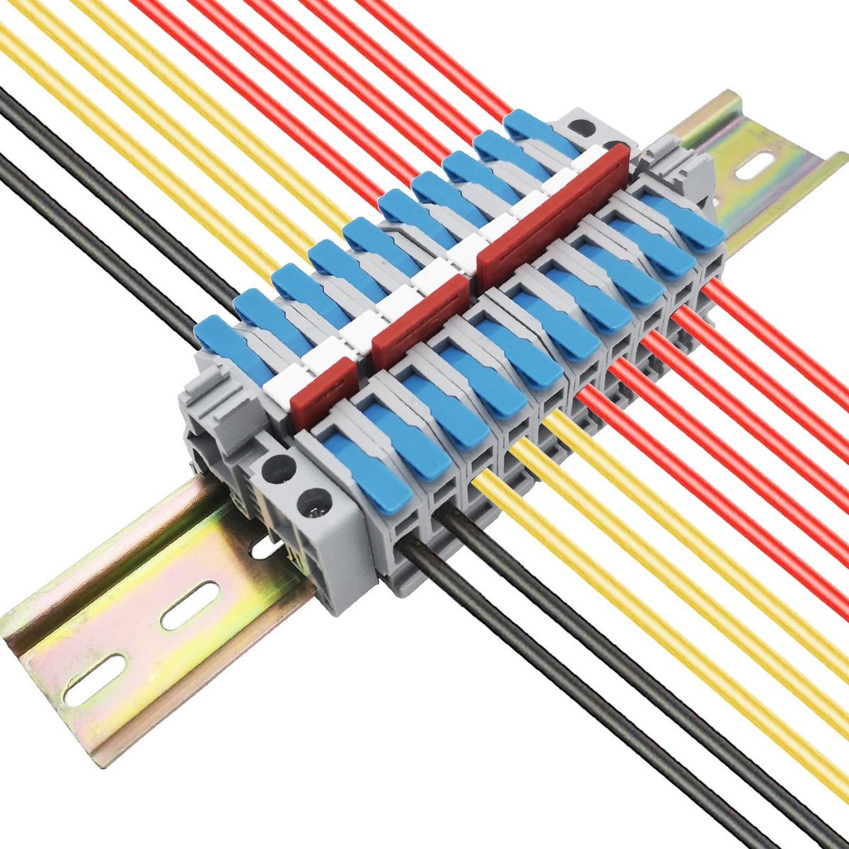 Dailygoods - DIN-rail klemmenblokset - Aansluitklemmen - 10 stuks - Blauw - Snelaansluitklemmen - Geschikt voor industriële automatisering...