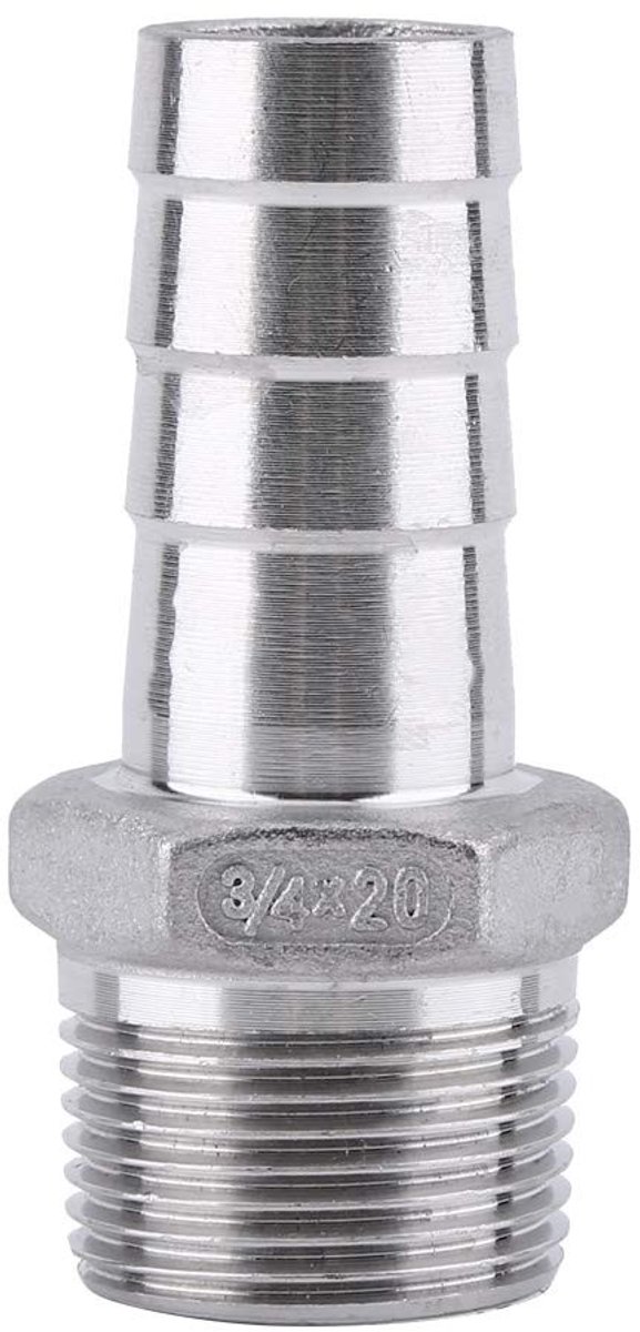 Dailygoods- Slangstaartconnector RVS 304 - Barb Adapter - Slang Fitting - Draad BSP - Diverse Maten - Stevige Verbinding - Slangconnector