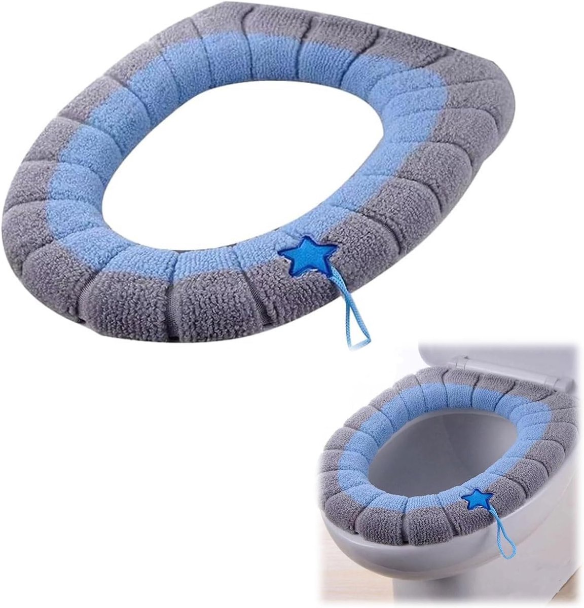 Toiletbrilhoes - Toiletzittinghoes Stoelhoes - Comfortabel Zitten - Zacht Polyester - Universele Maat - Blauw