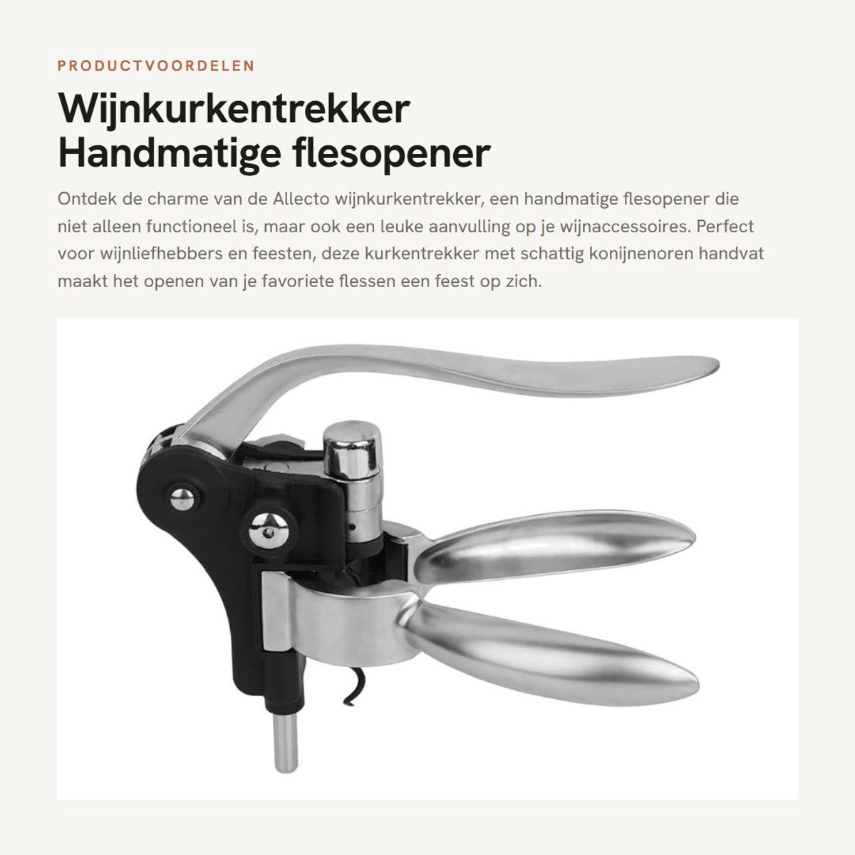 Dailygoods- Wijnkurkentrekker Zinklegering - Roterende Flesopener - Handmatige Wijnopener - Duurzaam ABS-Materiaal - Geschikt voor Thuisgebruik