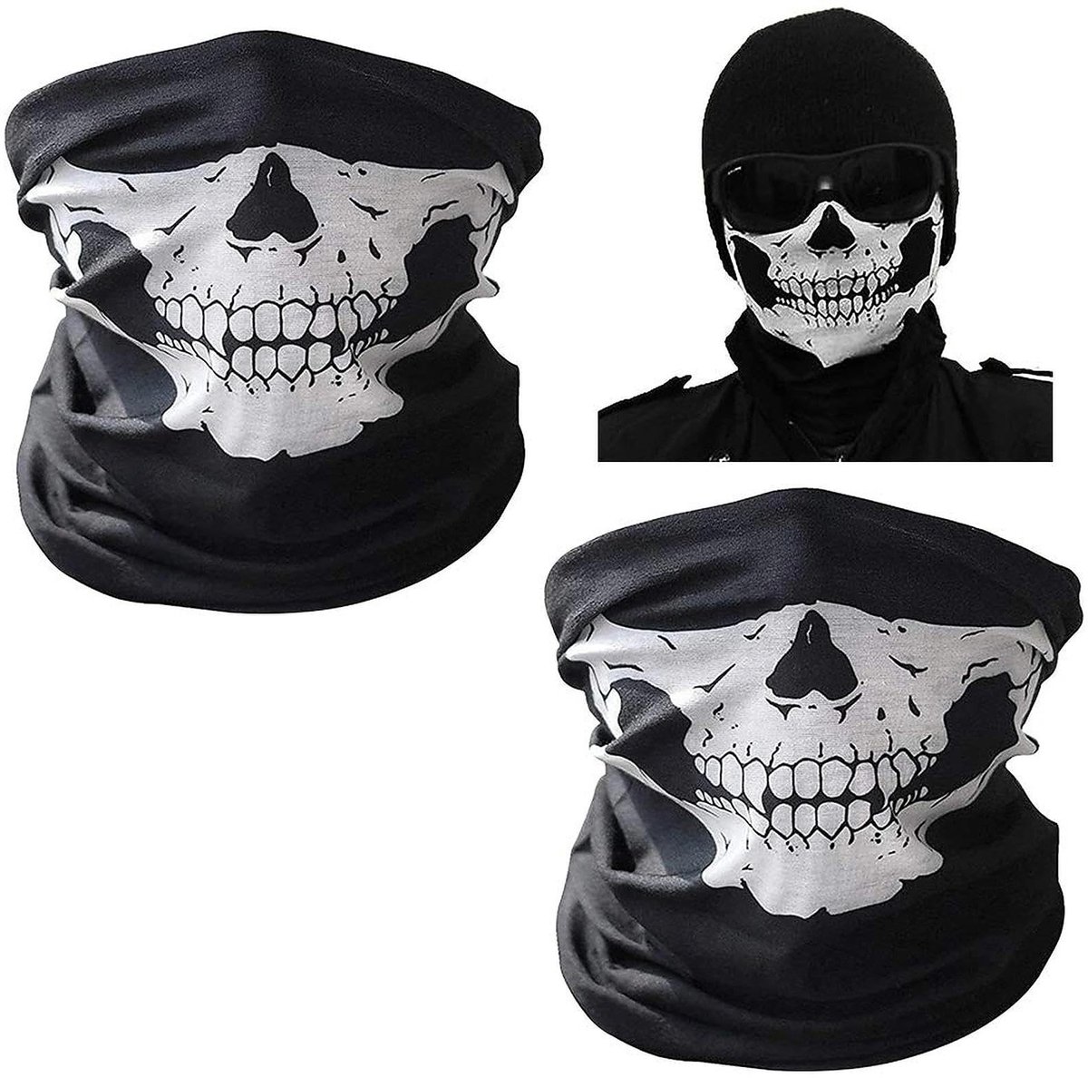 Dailygoods - Bivakmuts - Gezichtssjaal - Beschermend stofmasker - Zwart - Halloween masker - Uniseks - Hoofdwikkel