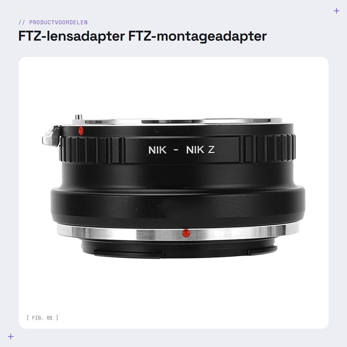 Dailygoods - FTZ-lensadapter - FTZ-montageadapter - Aluminium - Z-montageadapter - Compatibel met Z-camera's - Geschikt voor Z6 Z7 Z50 Z5 Z6II Z7II Zf...