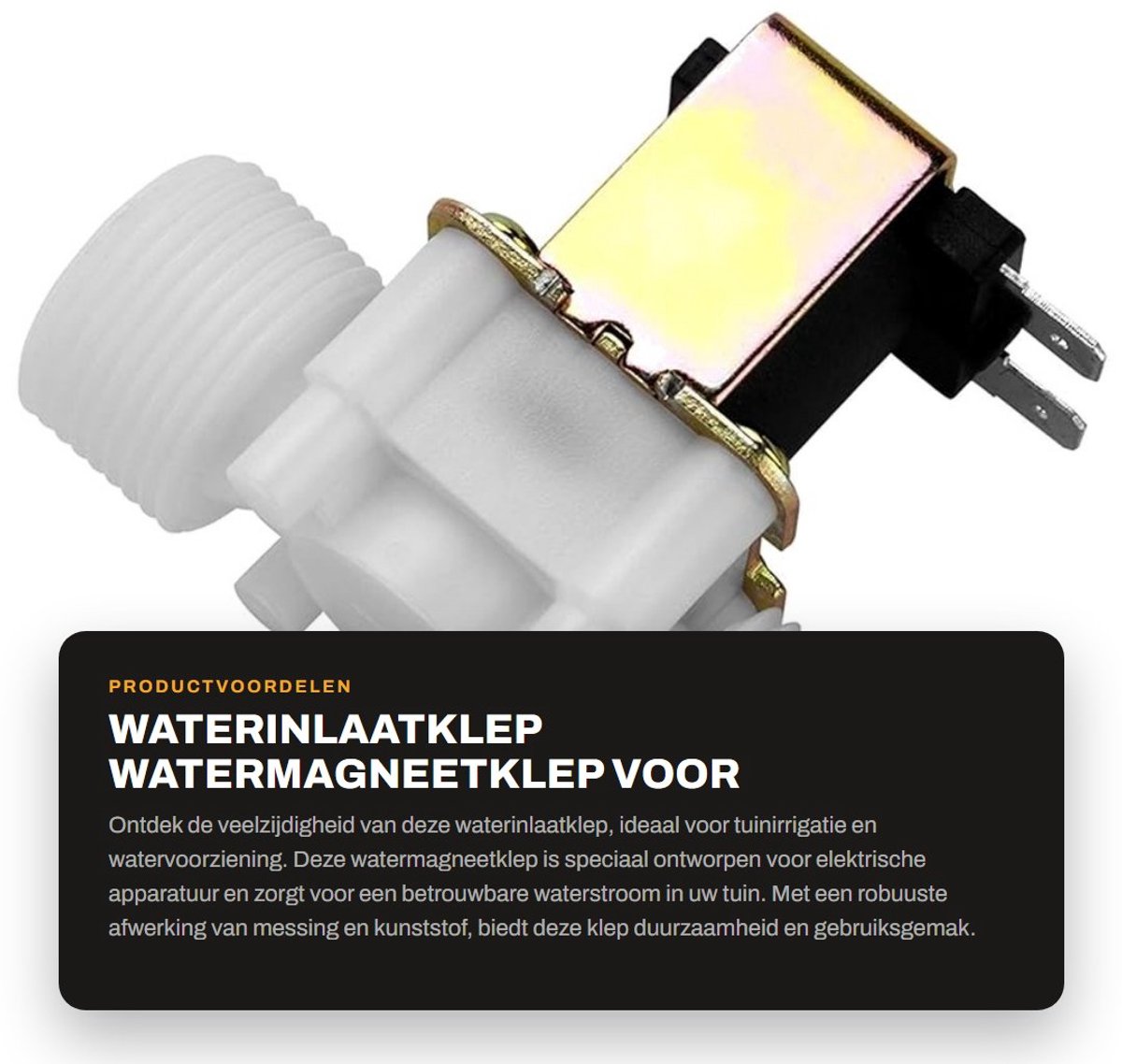Dailygoods - Waterinlaatklep - Watermagneetklep - Voor irrigatie en watervoorziening - G3 / 4" formaat - Kunststof en messing - Geschikt voor tuin en...