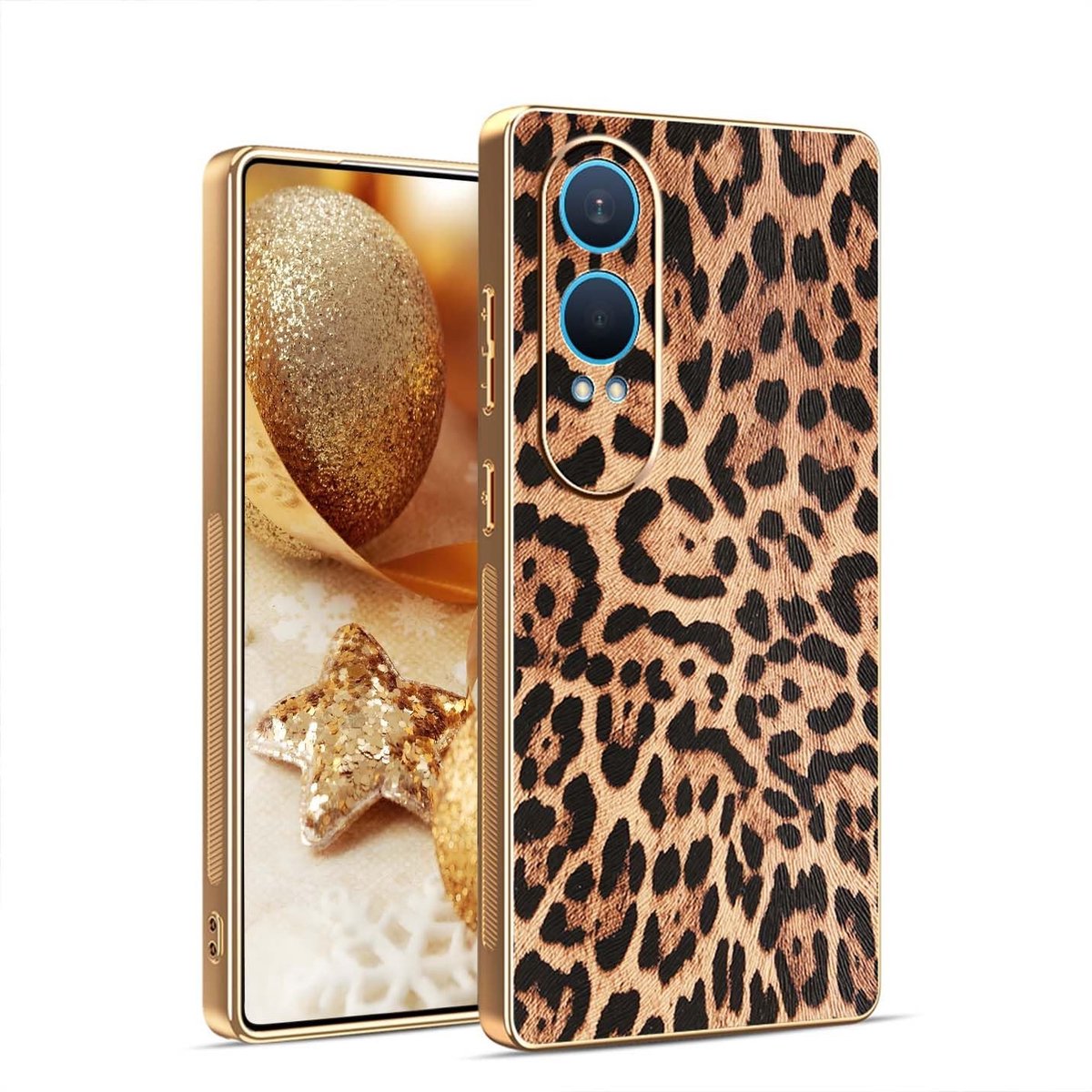 Dailygoods- Hoesje Schokbestendig - Zachte Siliconen/PU TPU - Dun Ontwerp - Elegante Luxe Motief - Anti-val Case - Goud - Telefoonhoes
