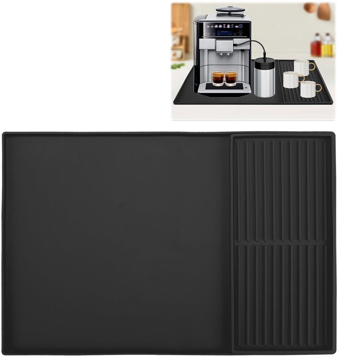 Dailygoods- Afdruipmat Siliconen - Antislip - Koffiemachine Mat - Hittebestendig - 61 x 40 cm - Afneembare Afwasdroogmat - Koffiemat