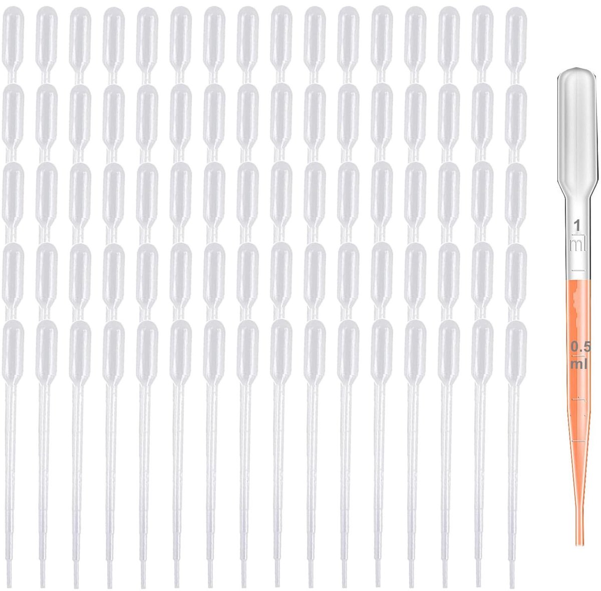 Dailygoods- Transferpipet 1ml - 200 Stuks - Kunststof - Wegwerp - Gegradueerd - Transparant - Nauwkeurige Vloeistofmeting - Pipet