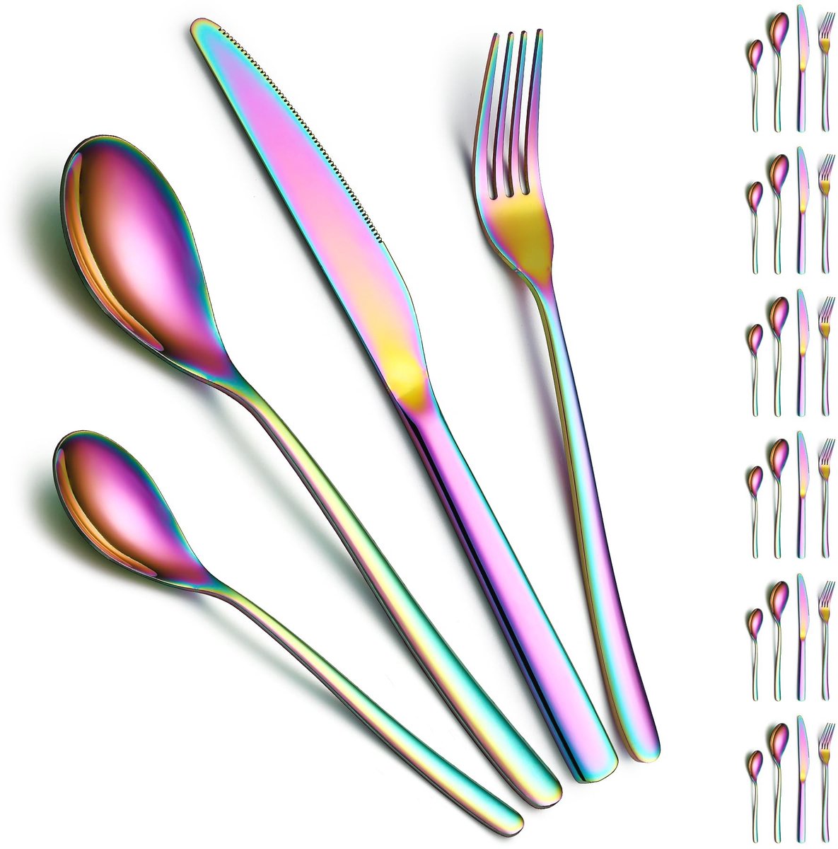 Dailygoods- Bestekset 24 Delig - Service voor 6 Personen - Roestvrij Staal met Titanium Coating - Vaatwasmachinebestendig - Inclusief Messen/Vorken/Lepels - Verfijnde Tafelsetting - Eetgerei