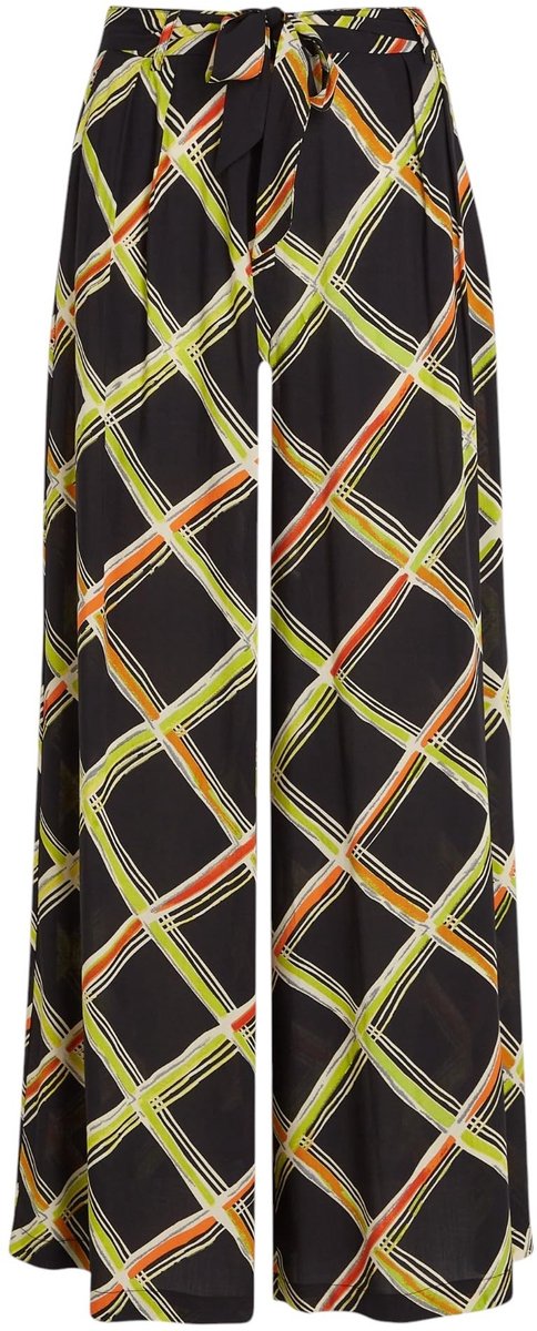 Dailygoods- Palazzobroek met ceintuur - dames - elegante pasvorm - zijdelingse steekzakken - moderne grafische print - hoogwaardige geweven stof - Broek