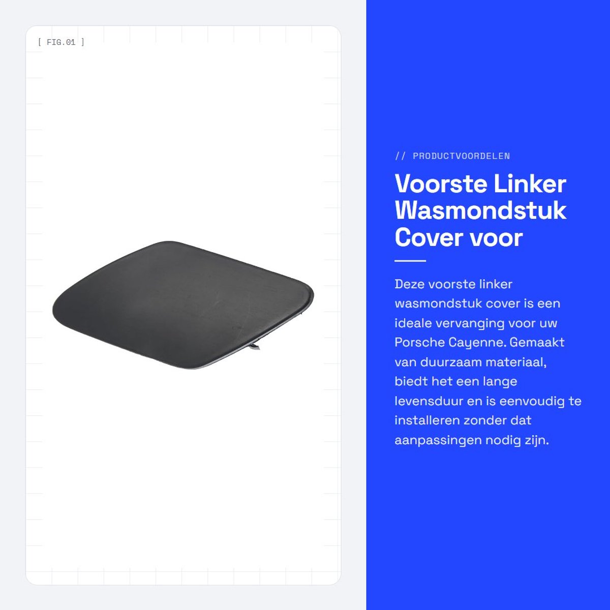 Dailygoods- Wasmondstuk Duurzaam - Voorste Linkerzijde - Kunststof - Eenvoudige Installatie - Slijtvast - Afmeting 11.3x4.5x2.7cm - Koplampsproeier