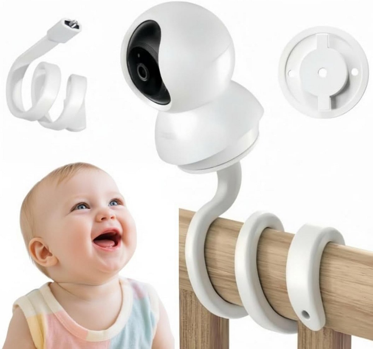 Camerahouder Set - Babyfoon Standaard - Baby Bewaken - Flexibele Zwanenhals - 100 gram - Zwart