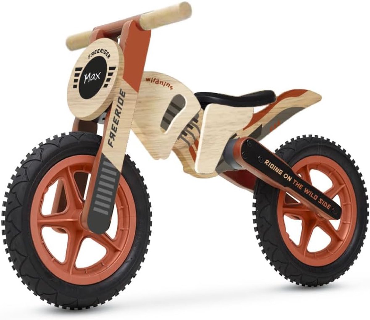 Loopfiets Hout Kinderfiets Balans Leren Fietsen Verstelbaar Zadel 305 cm Wielen Natuurlijk Hout