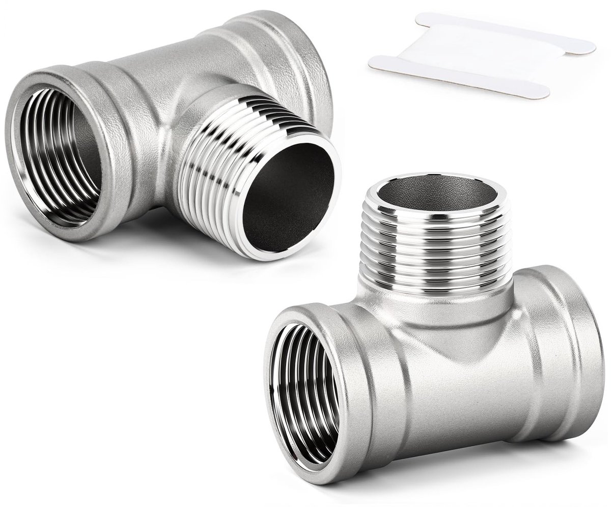Dailygoods- T-stuk 304 Roestvrij Staal - 1/4" Mannelijke/Vrouwelijke BSP-Schroefdraad - Driewegkoppeling - Lekvrije Verbinding - Professionele Hardware - Fitting