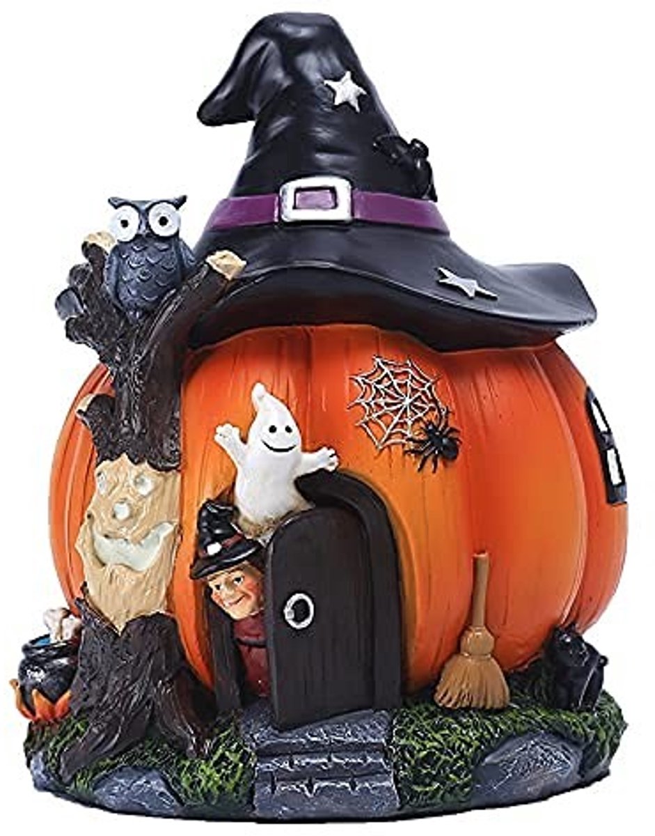Dailygoods- Pompoenhuis Handgeschilderd - Tuinbeelden voor Buiten - Halloween Decoratie - Tuindecoratie - Muurdecoratie Buiten - Realistische Details