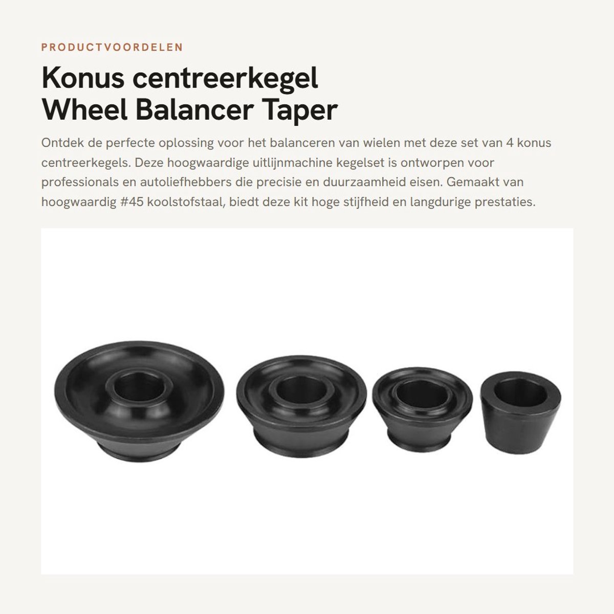Dailygoods- Centreerkegel Set - 4 Stuks - Hoogwaardig #45 Koolstofstaal - Geschikt voor 40 mm As - Duurzaam - Kwaliteitsgarantie - Wielbalancer