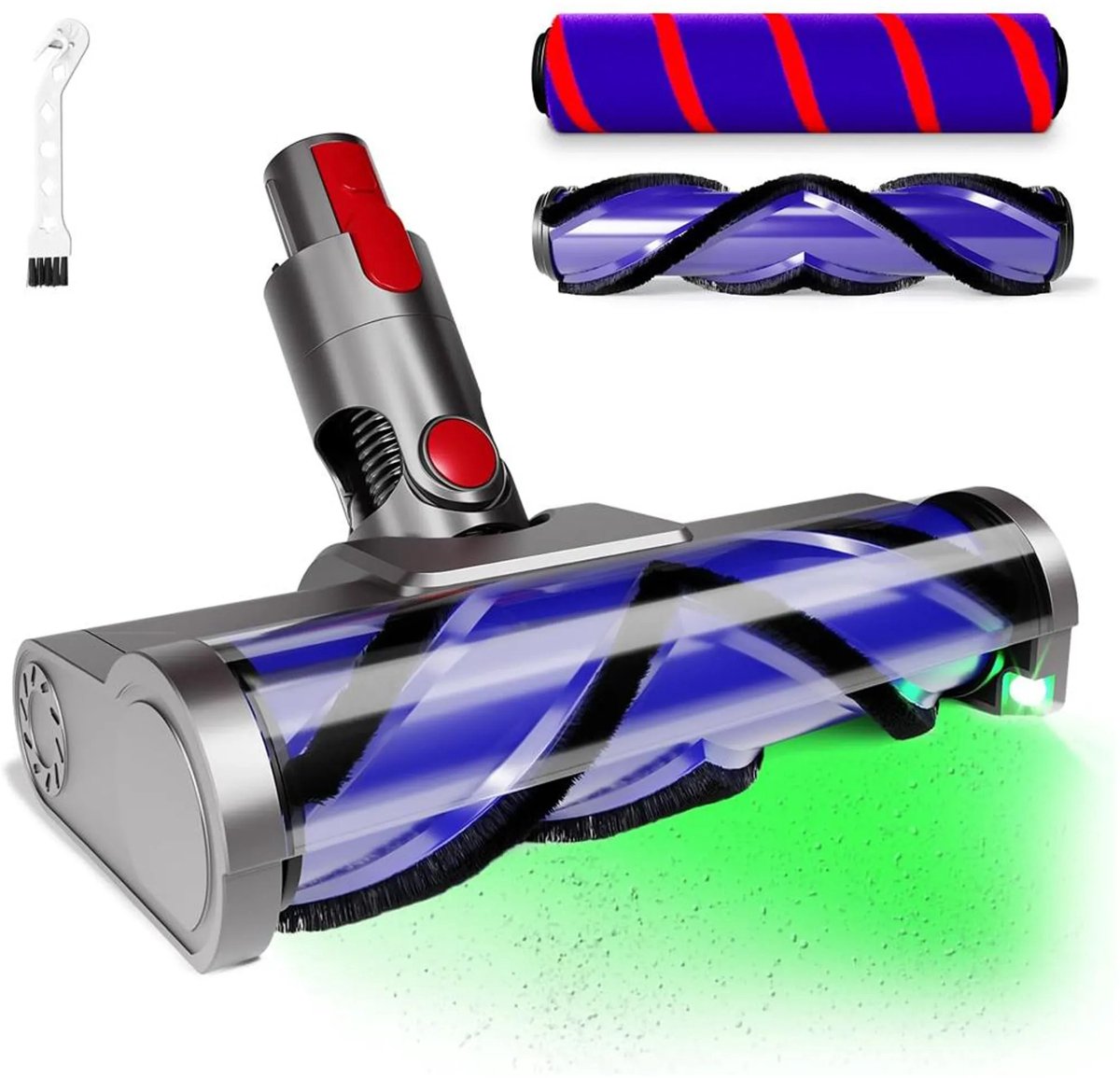 Accessoires Geschikt voor Dyson V7, V8, V10, V11 en V15 stofzuigers; gemotoriseerde borstels (met twee direct aangedreven bladen); Geschikt voorharde vloeren en laagpolige tapijten.