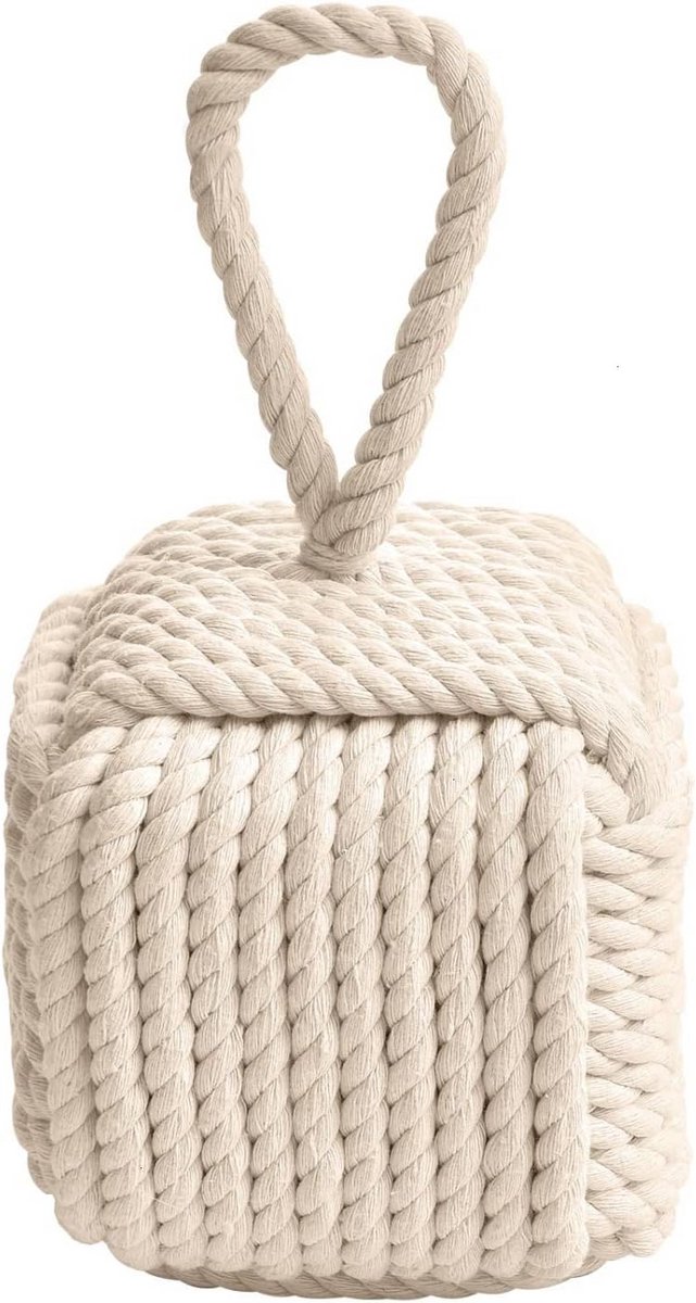 Decoratieve deurstop - Touw deurstopper - Huis decoreren - Verzwaarde nautische stijl - 135 cm - Wit