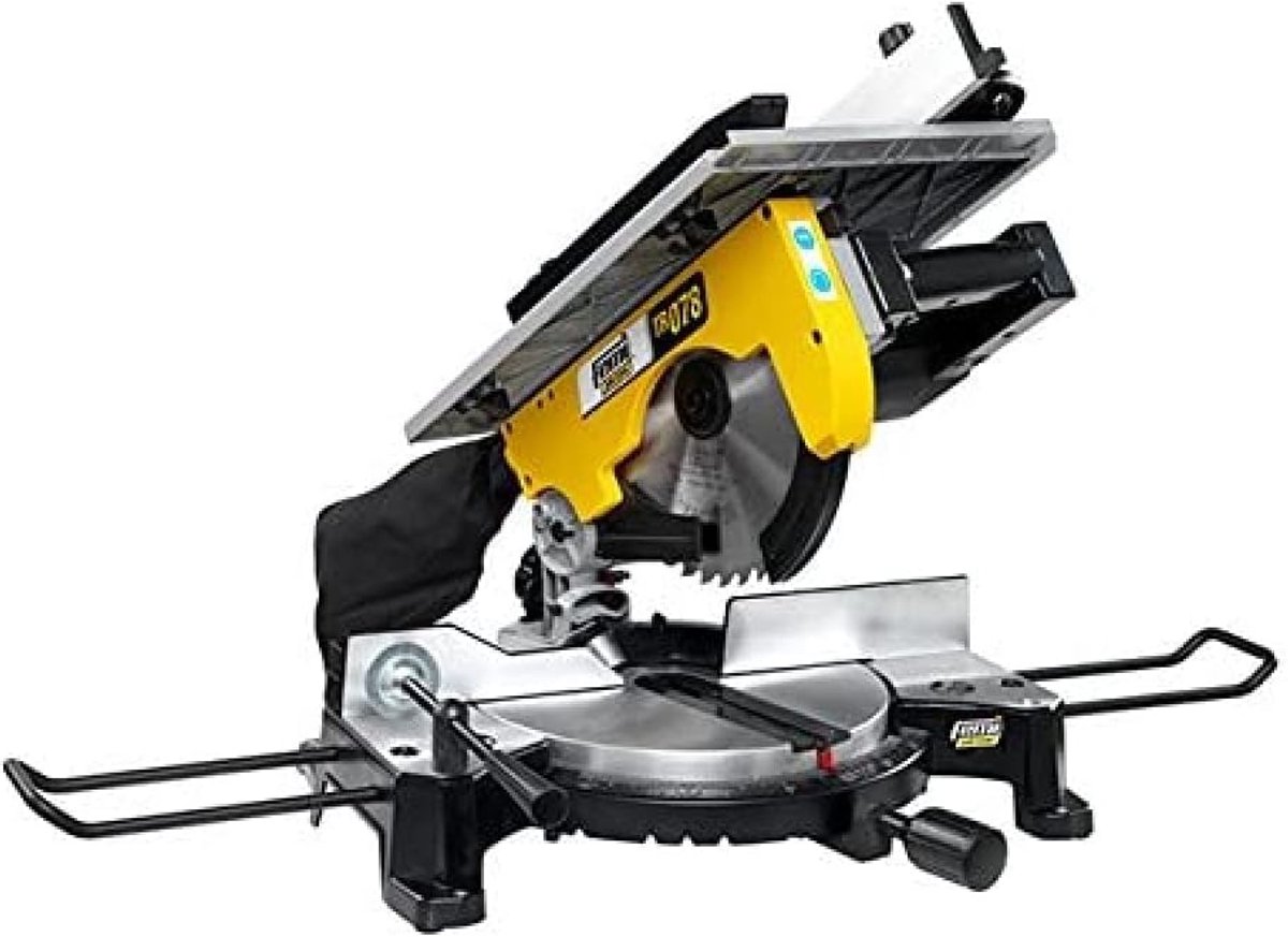Verstekzaag - Houtzaagmachine - Precisie zagen - Krachtige motor - 25 cm blad - Geel