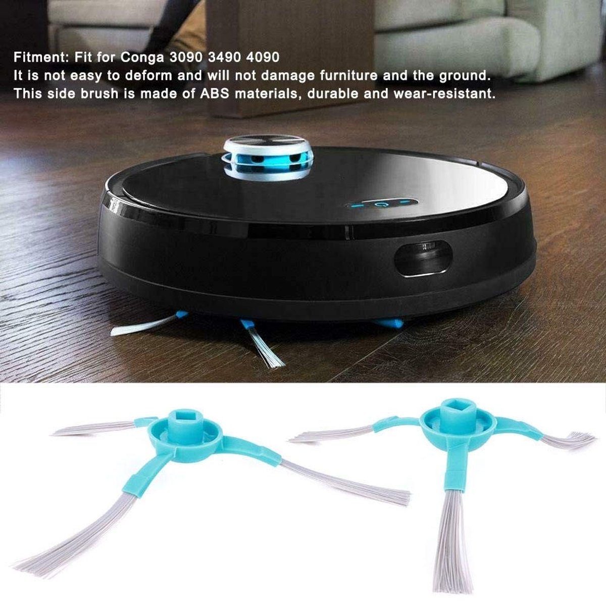 Dailygoods- Zijborstel Vervanging 6 Stuks - Geschikt voor Conga 3090/3490/4090 - ABS-Kunststof - Robotic Stofzuiger Accessoire - Effectieve Hoekreiniging - Robotstofzuigerborstel
