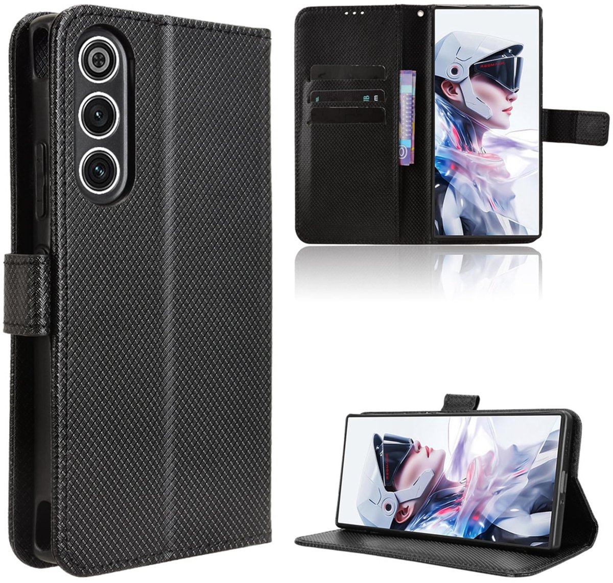 Dailygoods- Beschermhoes Schokbestendig - Portefeuille met Kaartvakken - Hoogwaardige Vezels - TPU Binnenhoes - Ondersteuning Meerdere Hoeken - Telefoonhoes