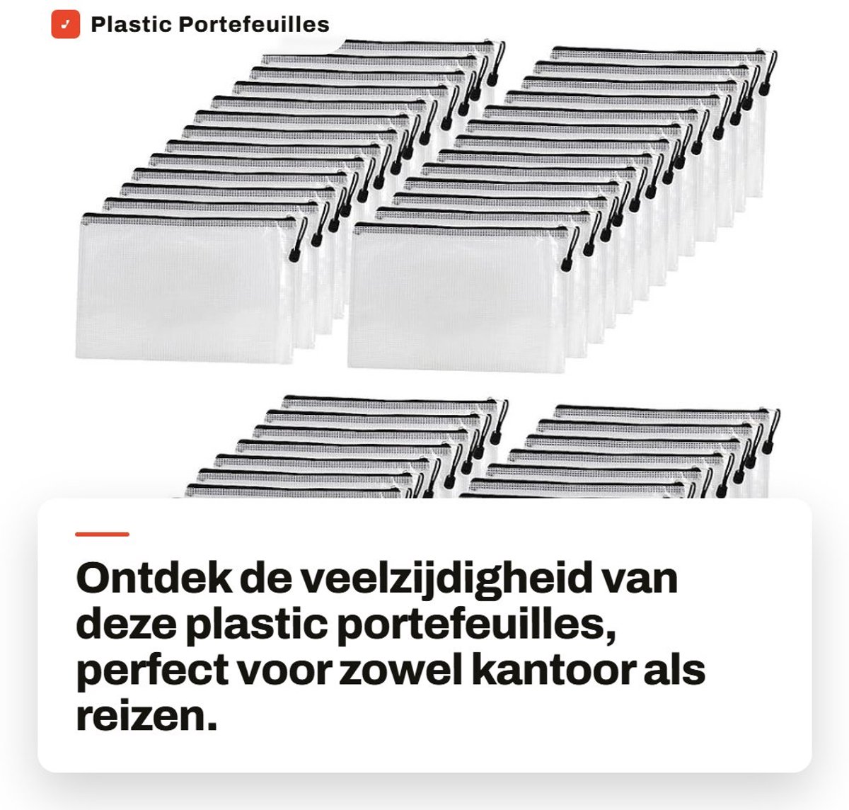 Dailygoods- Portefeuille 40 stuks - Ritsportemonnee - Documentzakken - PVC - Opbergzakken - Semi-transparant - Afmetingen 29 x 20,5 cm - Documentzak