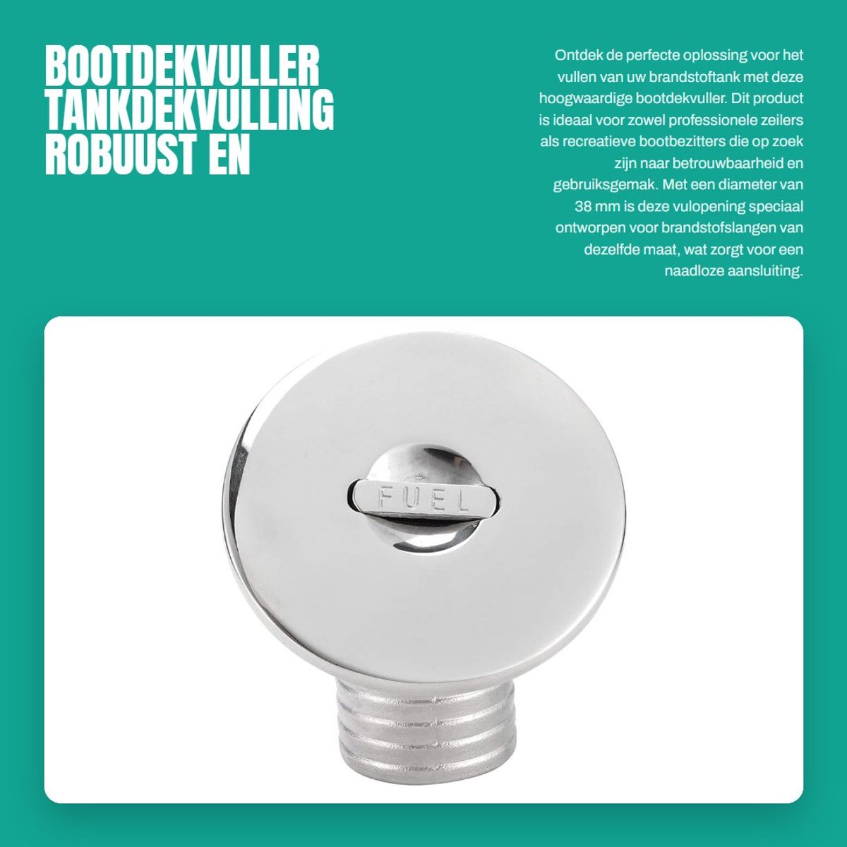 Dailygoods- Tankdekvuller 38 mm - Roestvrij Staal - Sleutelloos Ontwerp - Boot Water Dek Filler - Duurzaam - Corrosieweerstand - Bootdeksel