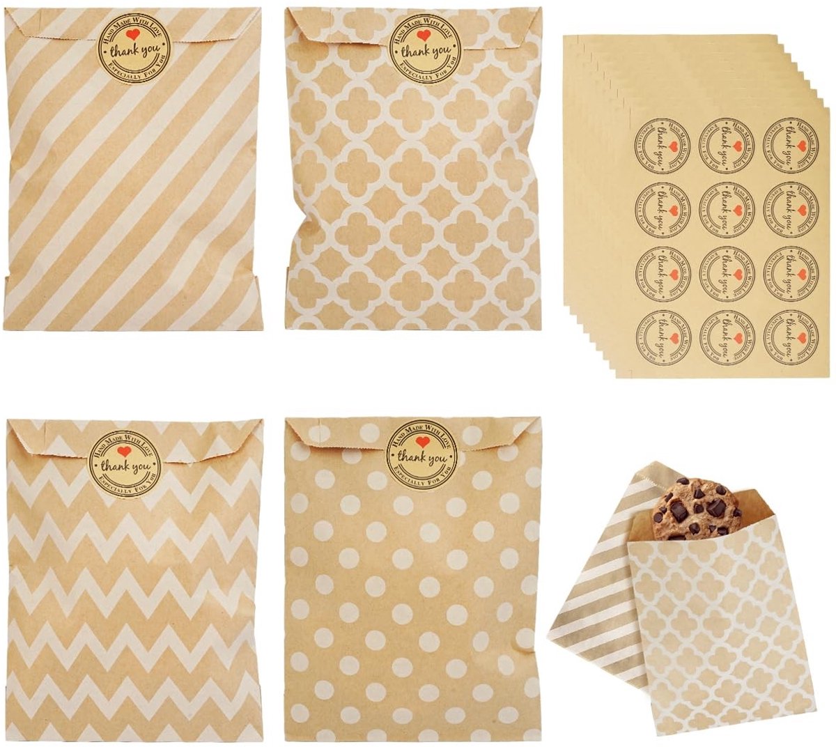 Dailygoods- Boterbroodzakjes 100 stuks - Papieren Snoepzakjes - Cadeauzakjes - Vochtbestendig - Oliebestendig - 13 x 16 cm - Milieuvriendelijk