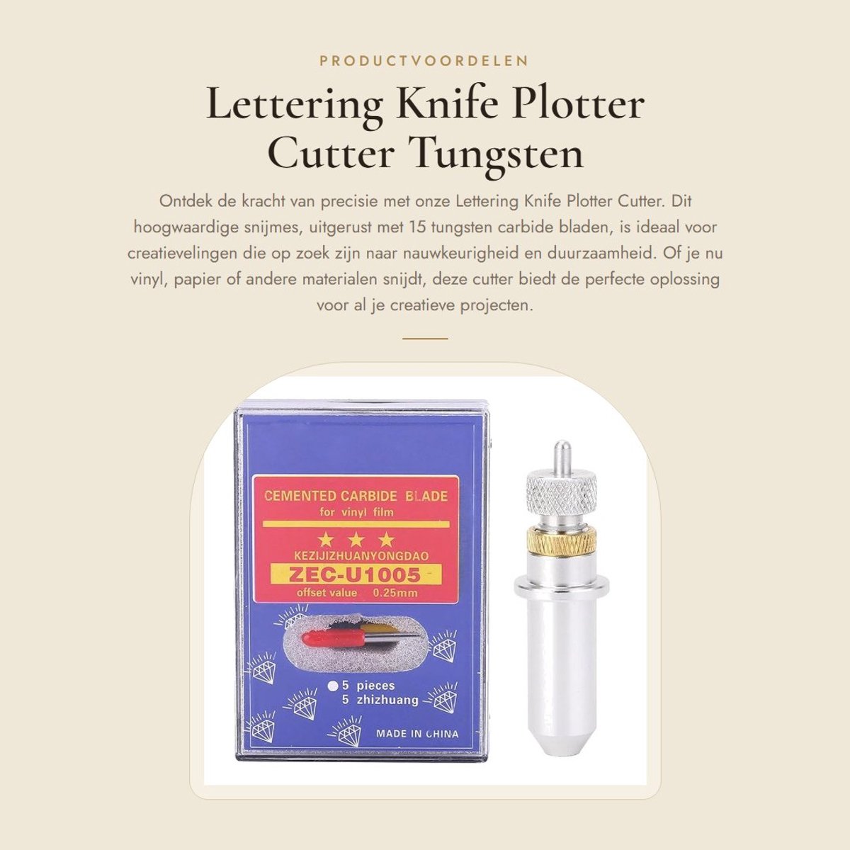 Dailygoods- Snijplotter Mes 15st - Wolfraamcarbide - Hoge Hardheid - Antistatisch - Roestvrij - Duurzaam en Slijtvast - Snijmes