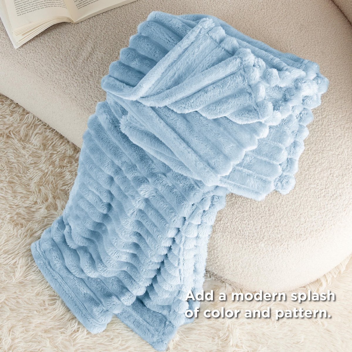 Dailygoods- Deken Zeer Zacht - Fleecedeken - Bankdeken - Warm - 150 x 200 cm - Grof Ribpatroon - Sherpa Textuur - Fleece