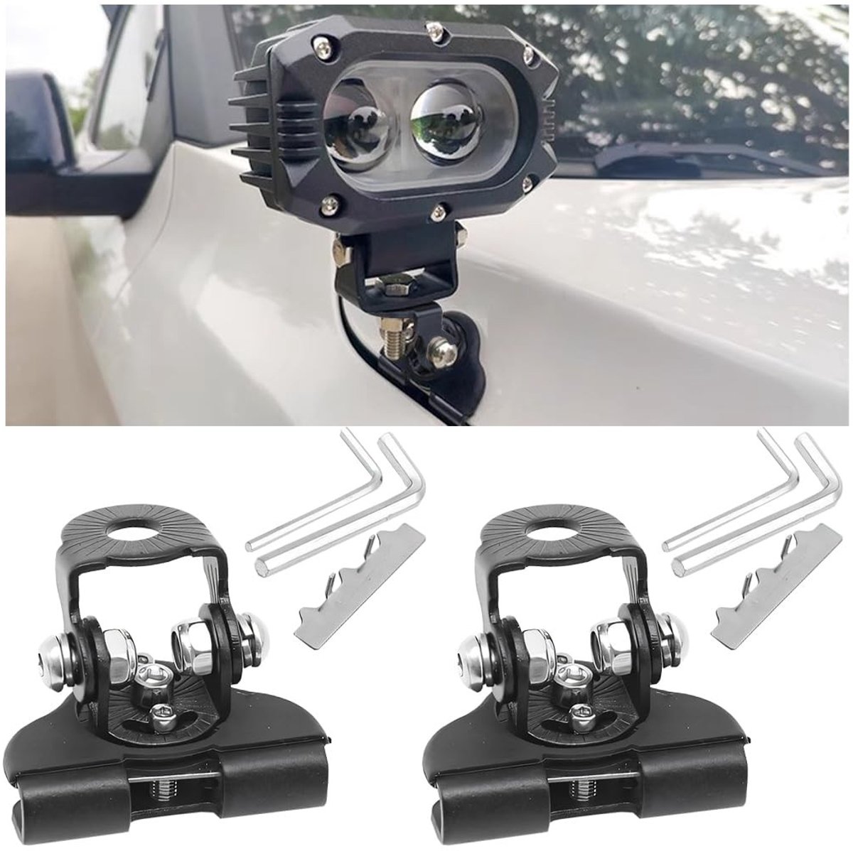Dailygoods- Universele Houder Motorkap - 2 Stuks - Roestvrij Staal/Rubber - Verstelbaar - Autoaccessoire - Zwart/Silver - Motorkaphouder