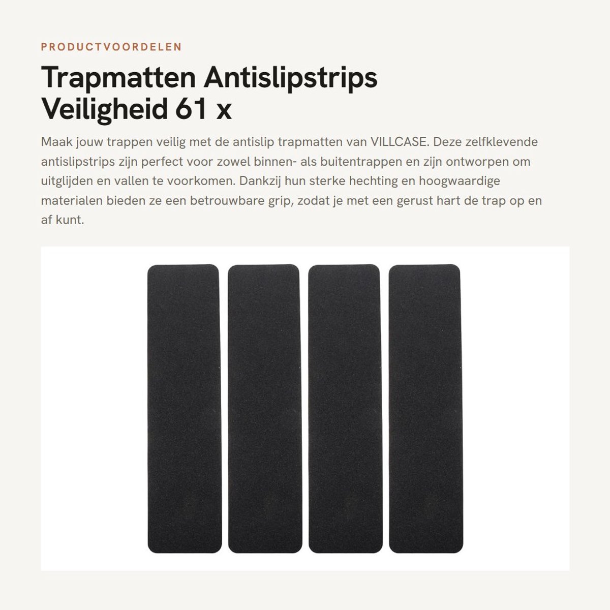 Dailygoods- Trapmatten Antislip - 4 Stuks - Zelfklevend - PVC - Zwart - 61x15cm - Verbeterde Veiligheid - Antislipstrips