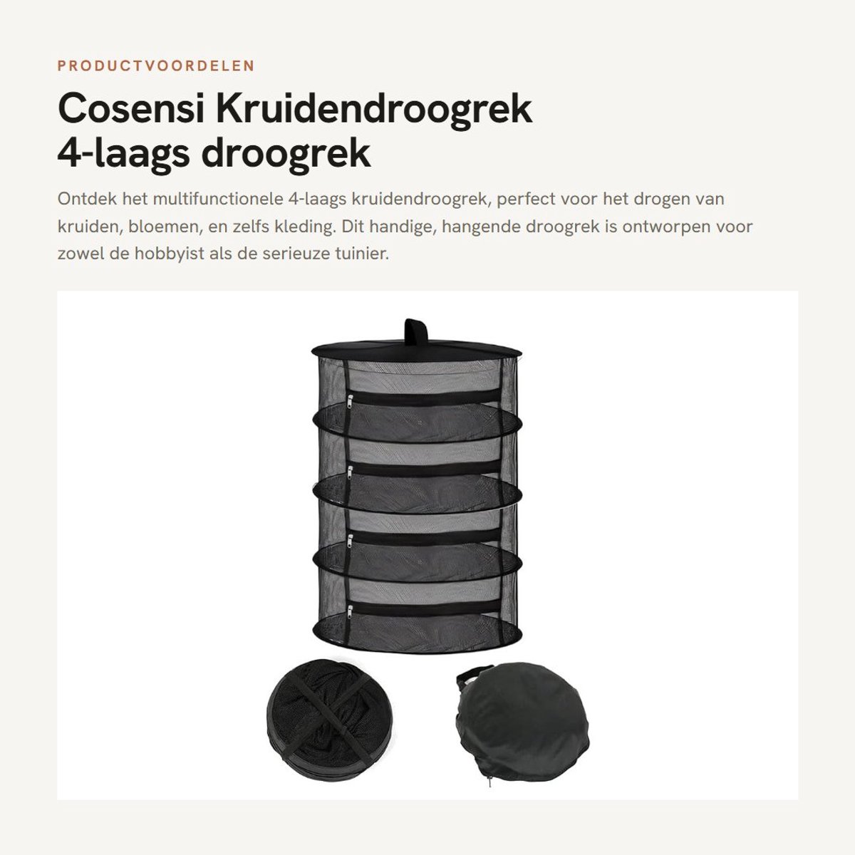 Dailygoods- Kruidendroogrek 4-laags - Opvouwbaar - Hangend Droogrek - Droogmanden voor Planten - Goede Ventilatie - Zwart 60 x 90 cm