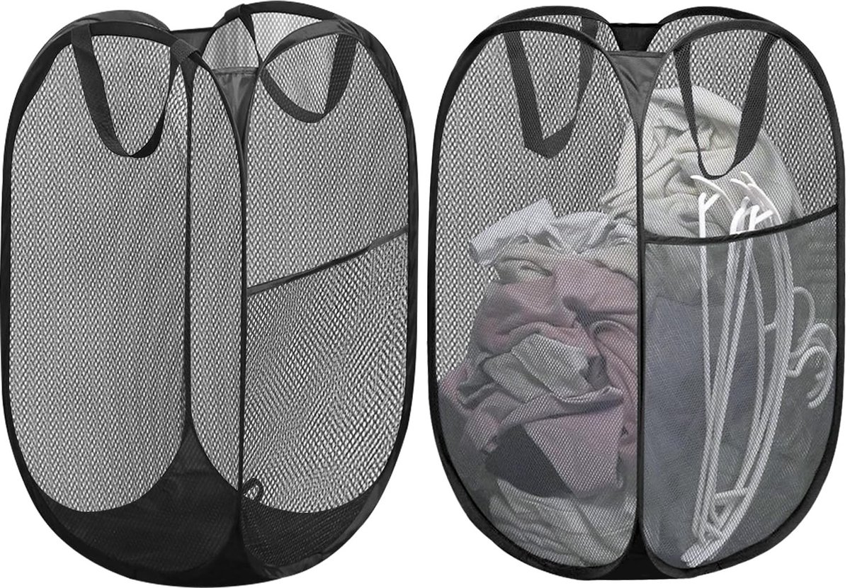 Dailygoods- Wasmand 2 stuks - Opvouwbaar - Pop-up - Lichtgewicht - Ventilerend - 36 x 36 x 60 cm - Hoogwaardig materiaal - Wascontainer