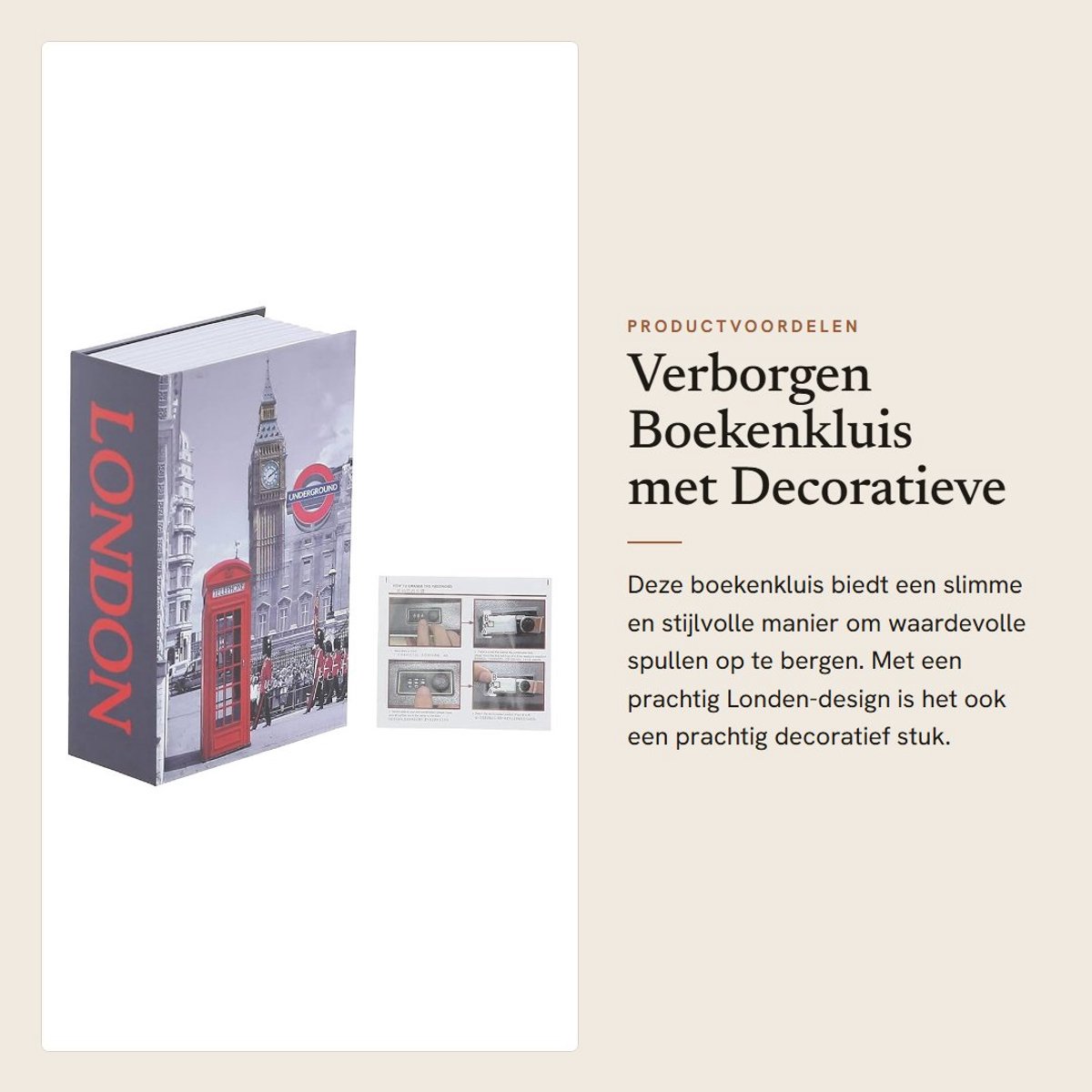 Dailygoods - Verborgen Boekenkluis met Decoratieve Afdekking