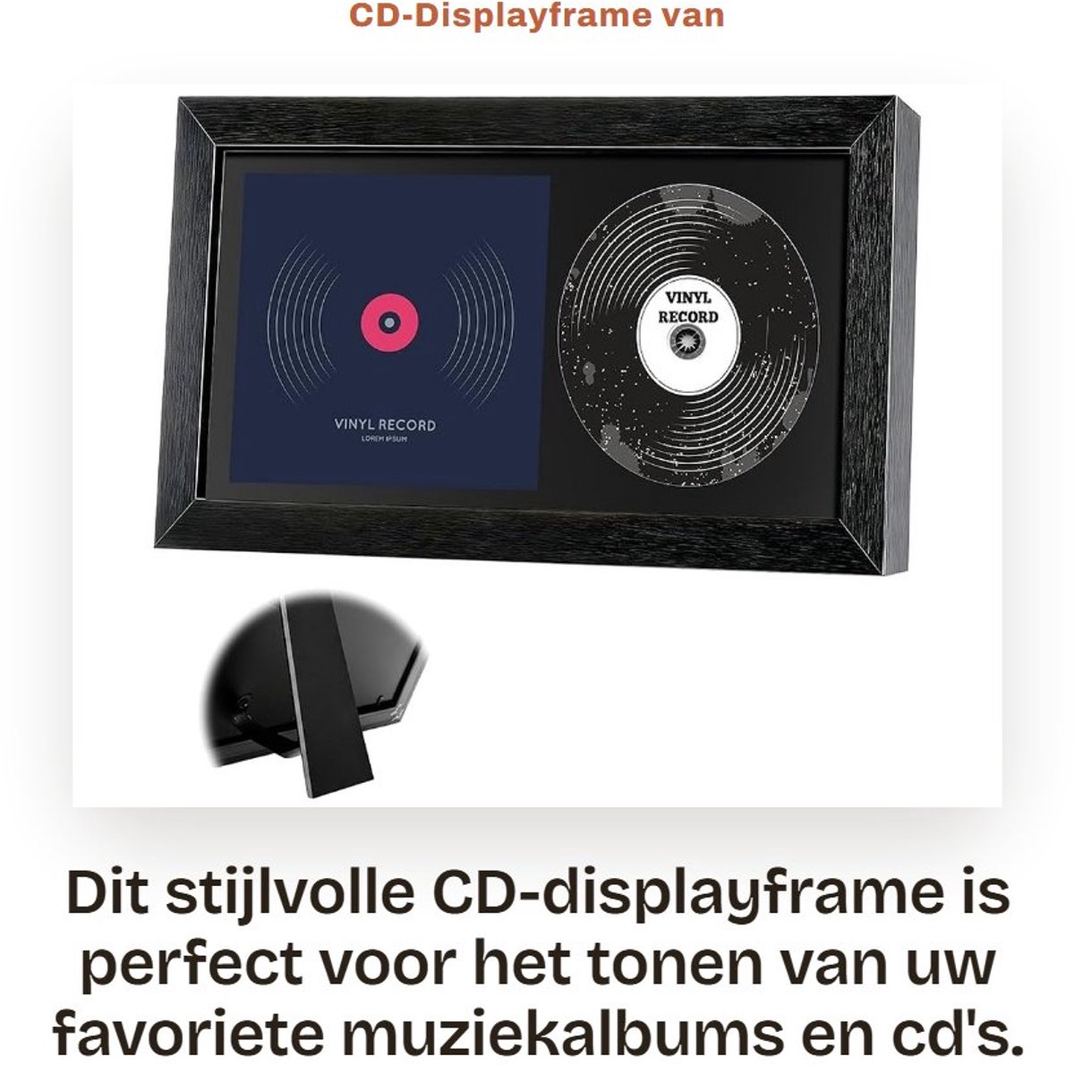Dailygoods- CD-Displayframe Echt Glas - CD-Box - Wand/Tafeldisplay - Zwart - Rechthoekig - 35 x 19 cm - Cd-lijst