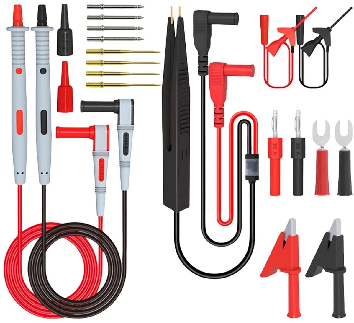 Multimeter Testkabels - Testsonde Kit - Elektrisch Testen - 21 Delige Set - 1000V CAT III - Zwart