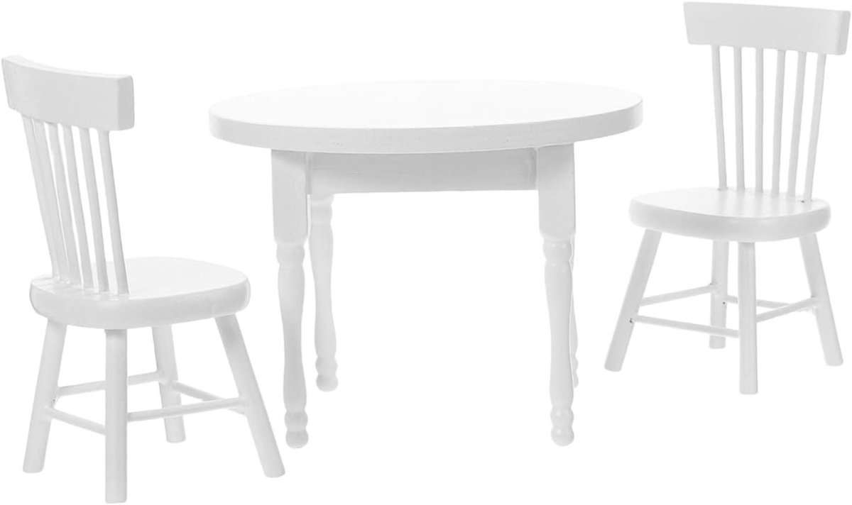 Poppenhuis Meubelset - Miniatuur Tafel Stoelen - Rollenspellen Spelen - Veilig Houten Materiaal - 9 x 9 x 6.5 cm