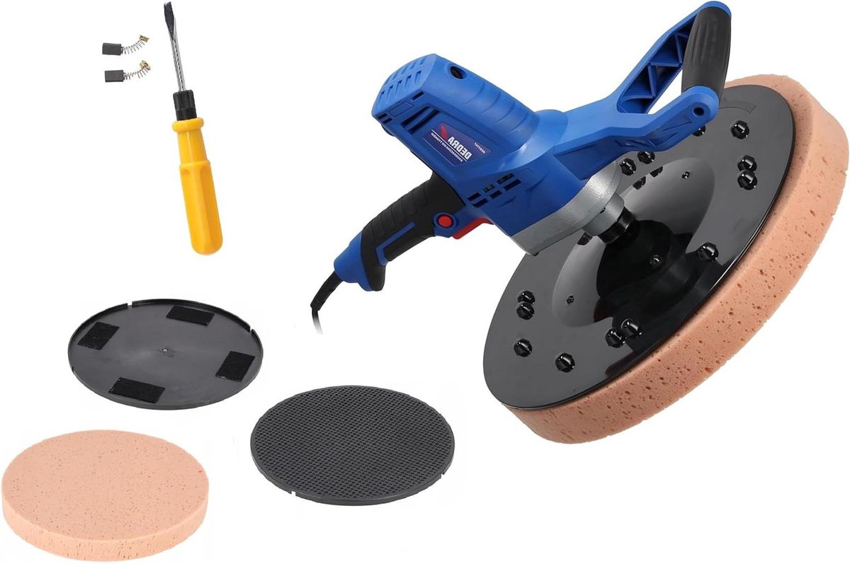 Poetsbewerkingsmachine - Gladstrijker Vloer - Pleisterwerk Afwerken - Lichtgewicht 4.3kg - Ø 390 mm - Zwart Blauw