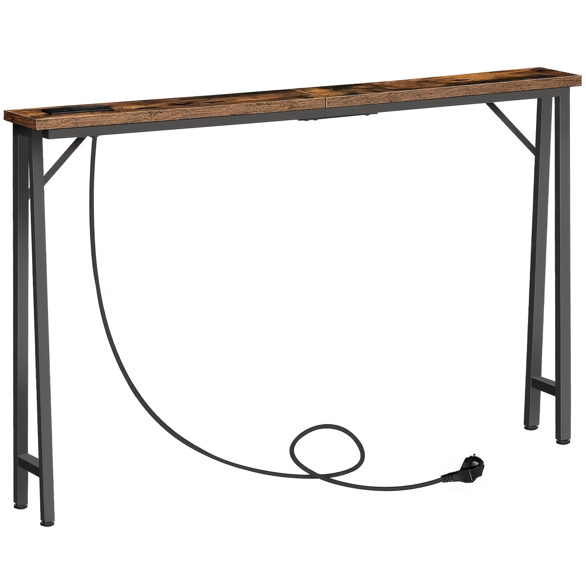 J.T.R Consoletafel-Haltafel- smalle -Entreetafel-Oplaadstation & USB-poorten-Stevig en stabiel-(120x15x80) cm -Bruin.