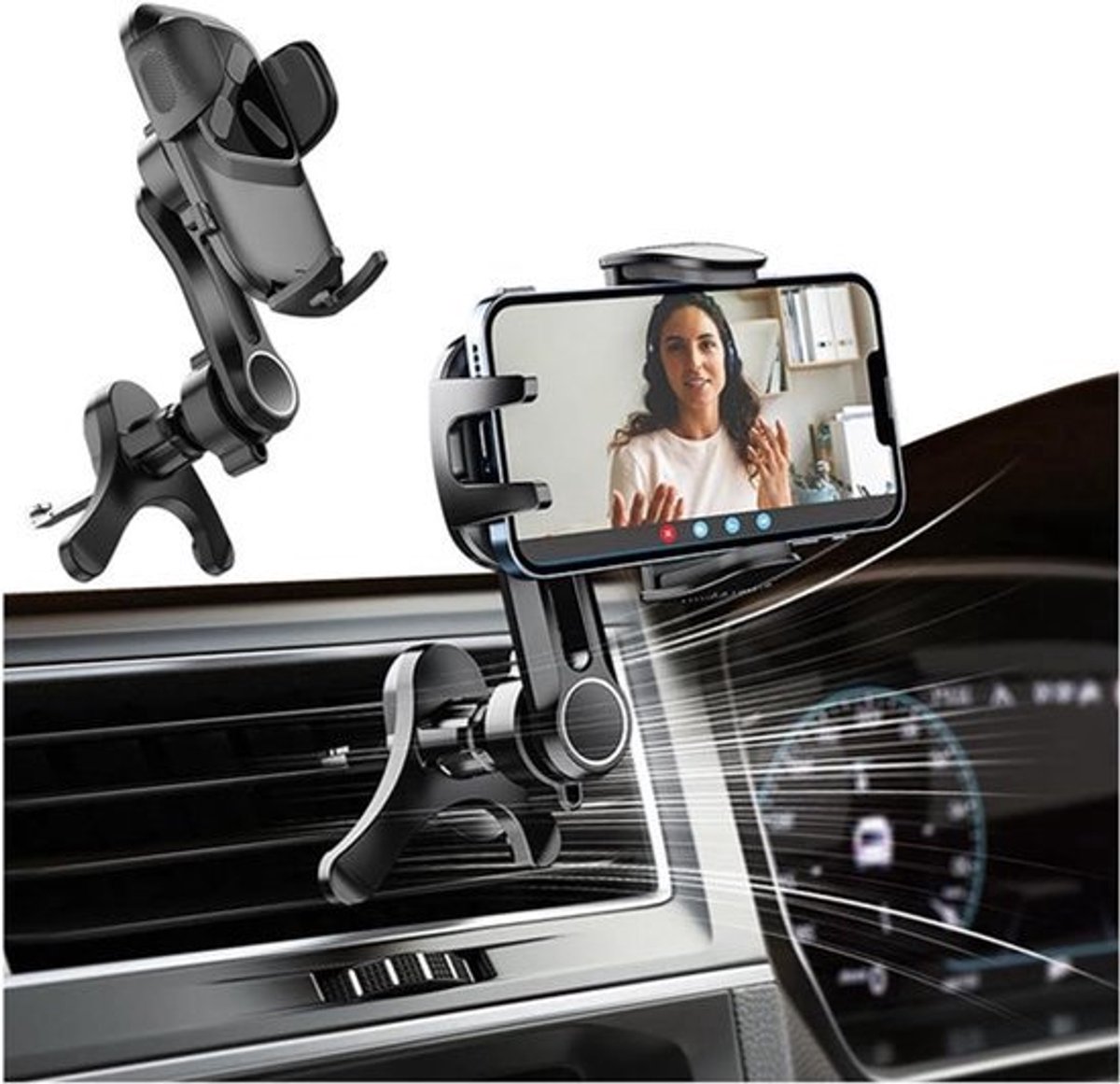 Autotelefoonhouder met ventilatieopening en metalen haak - Voertuig interieuraccessoires