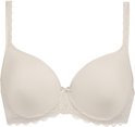 Soutien-gorge armatures blanc cassé avec finition dentelle sur le bas et petit nœud au centre.