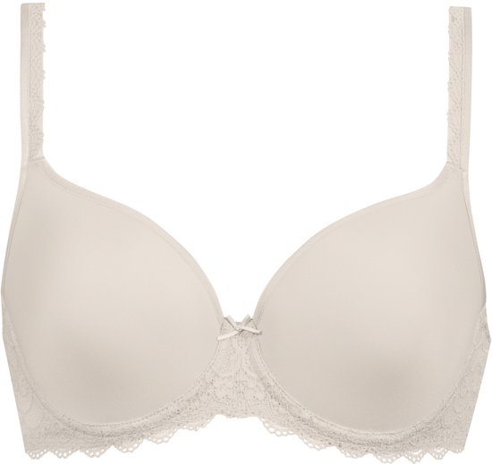 Soutien-gorge armatures blanc cassé avec finition dentelle sur le bas et petit nœud au centre.