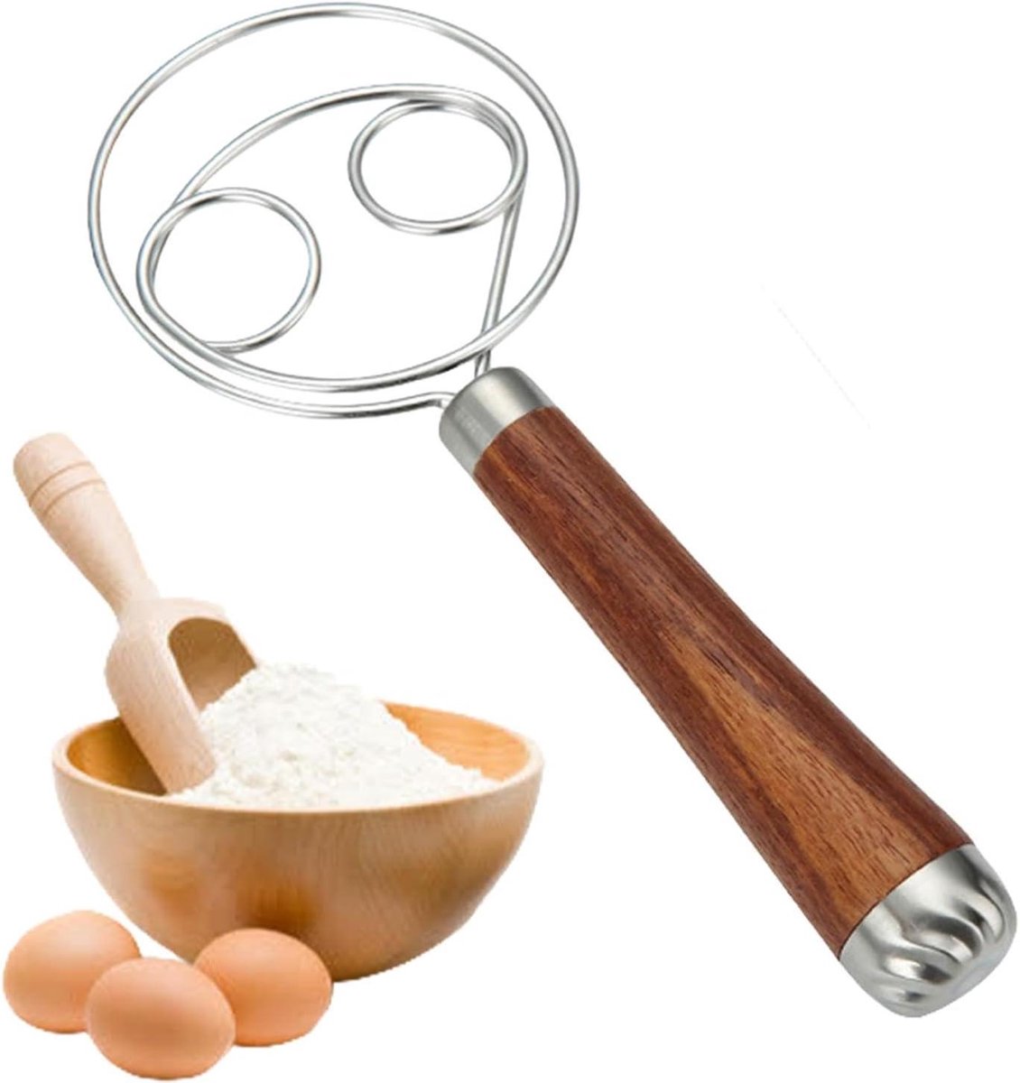 Brood Deeg Klop - Zuurdesem Mixer - Snel Mengen - Onderscheidend Ontwerp - 17.3 x 4.9 cm - Zilver