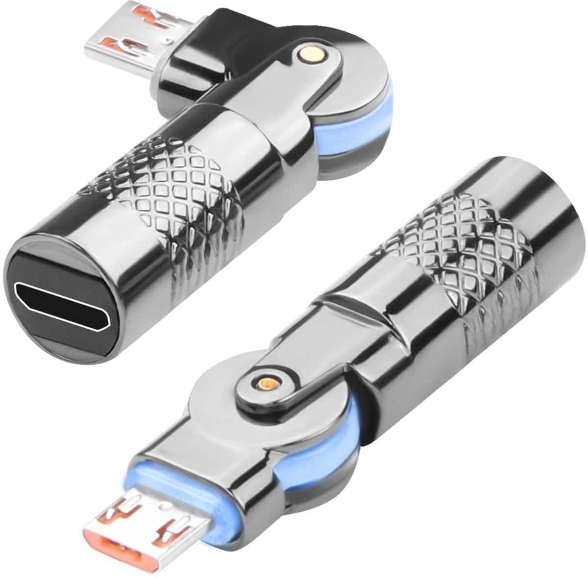 QIANRENON 180° Rotatable Micro-USB Adapter - Met LED Licht en Duurzaam Ontwerp