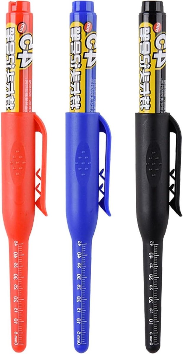 Diepe Gat Markeerpen - Houtbewerking Marker - Precisie Markeren - 45mm Verlengde Punt - 3 stuks - Multicolor