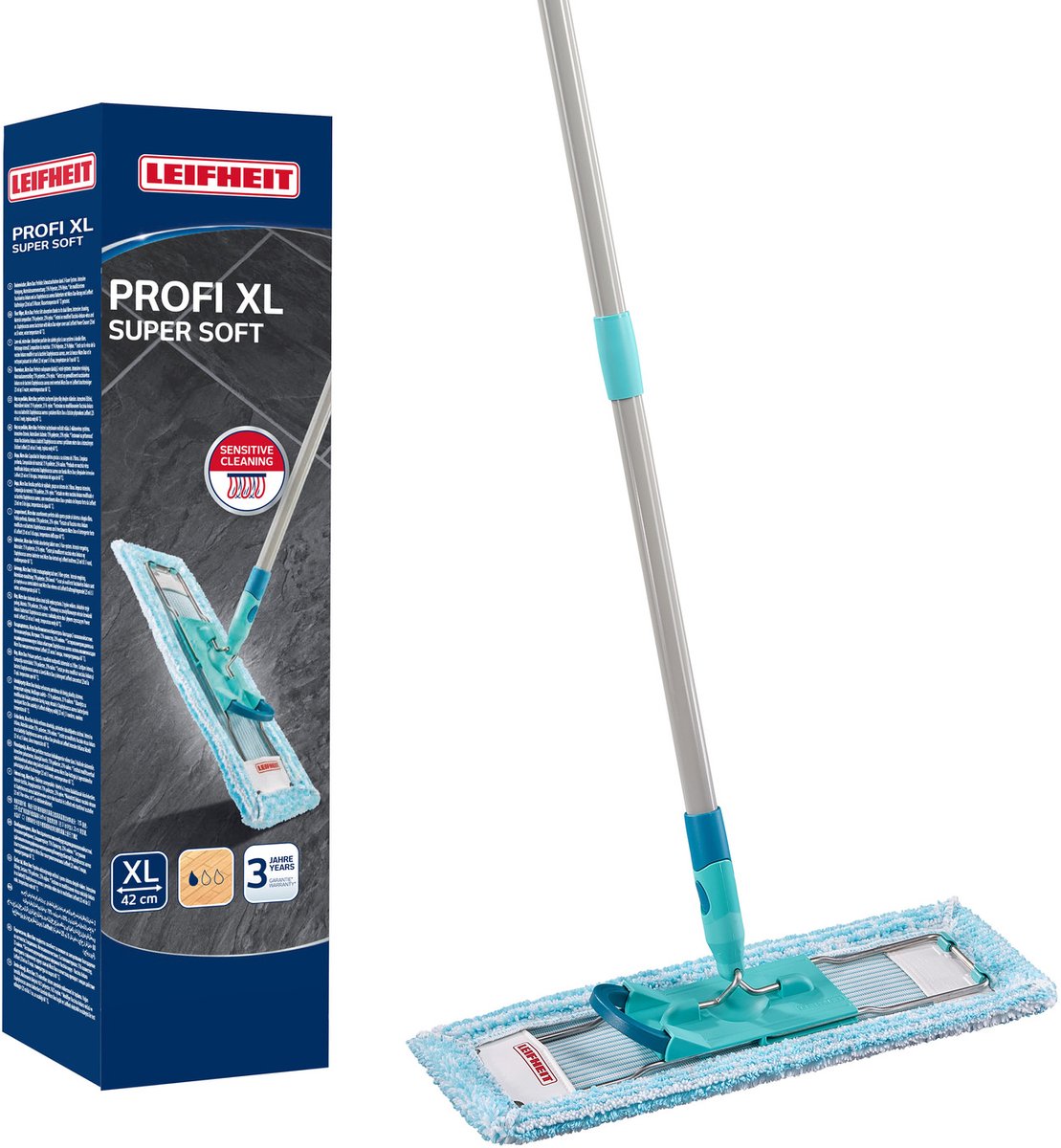 Bol.com Leifheit Profi vloerwisser XL Super Soft - 42 cm wisbreedte - 146 cm werkhoogte - 360° draaibare scharnier - Click System aanbieding